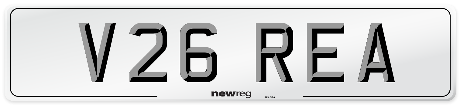 V26 REA Number Plate from New Reg